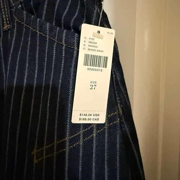 NWT Anthropologie Pilcro Kayden Railroad stripe barrel denim - Picture 7 of 10